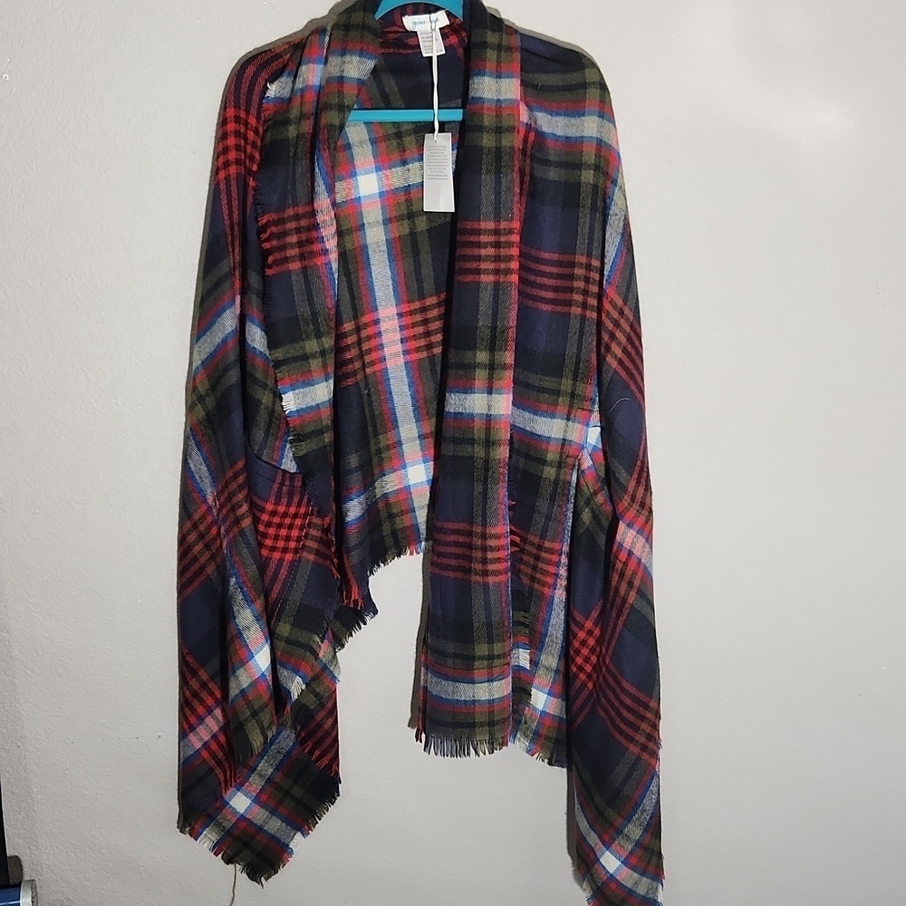 Grace & Lace Wrap OS Plaid Cape New